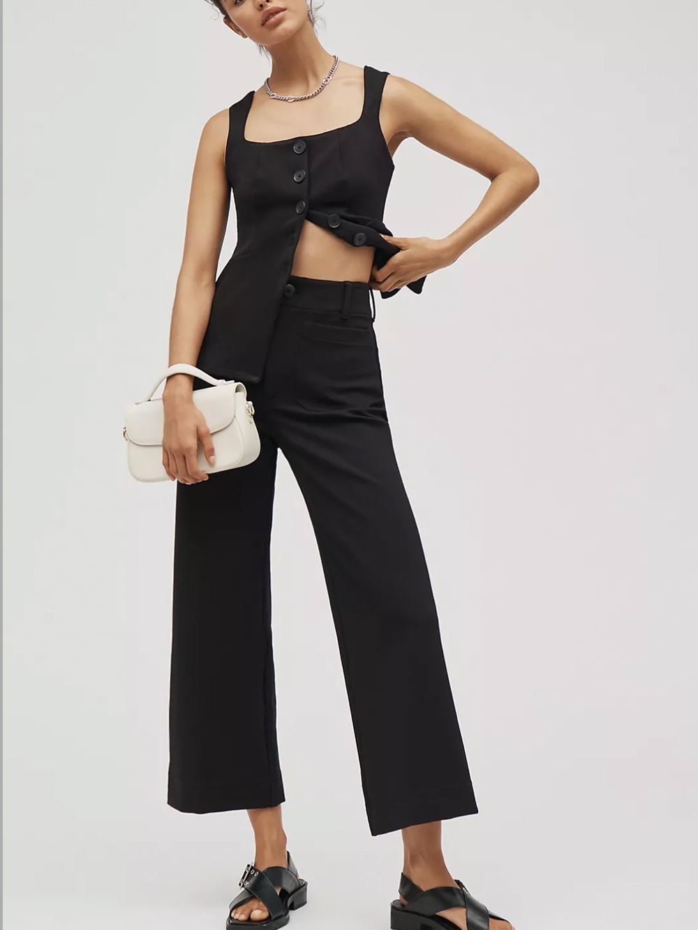 NWOT Maeve Knit Black Wide-Leg High-Rise Colette Pants